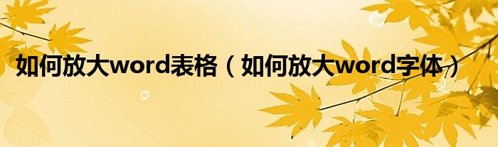 如何放大word表格（如何放大word字体）