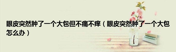 眼皮突然肿了一个大包但不痛不痒（眼皮突然肿了一个大包怎么办）
