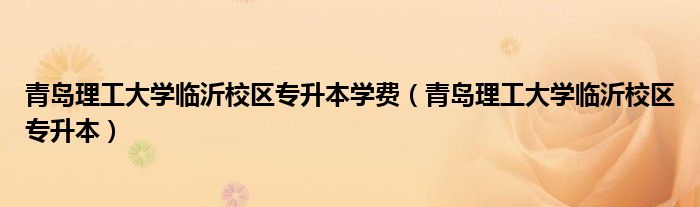 青岛理工大学临沂校区专升本学费（青岛理工大学临沂校区专升本）
