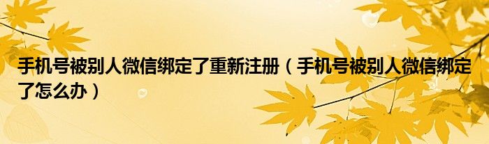 手机号被别人微信绑定了重新注册（手机号被别人微信绑定了怎么办）