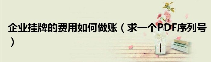 企业挂牌的费用如何做账（求一个PDF序列号）