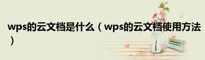 wps的云文档是什么（wps的云文档使用方法）