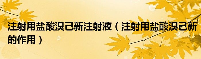 注射用盐酸溴己新注射液（注射用盐酸溴己新的作用）