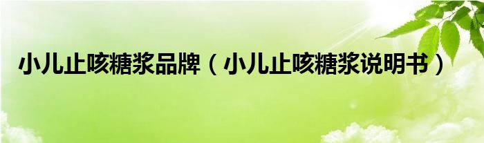 小儿止咳糖浆品牌（小儿止咳糖浆说明书）