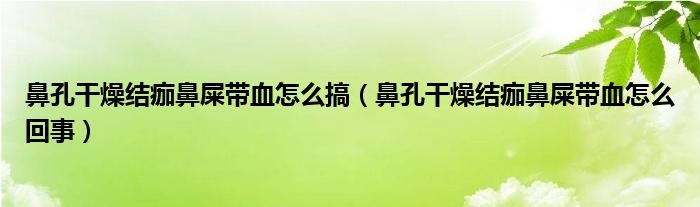 鼻孔干燥结痂鼻屎带血怎么搞（鼻孔干燥结痂鼻屎带血怎么回事）