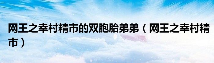 网王之幸村精市的双胞胎弟弟(网王之幸村精市)