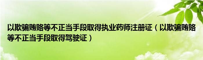 以欺骗贿赂等不正当手段取得执业药师注册证（以欺骗贿赂等不正当手段取得驾驶证）