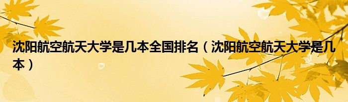 沈阳航空航天大学是几本全国排名（沈阳航空航天大学是几本）