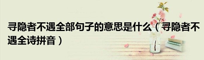寻隐者不遇全部句子的意思是什么（寻隐者不遇全诗拼音）