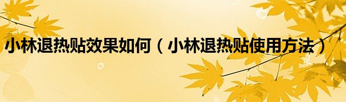 小林退热贴效果如何（小林退热贴使用方法）
