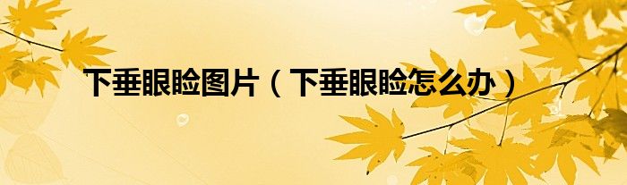 下垂眼睑图片（下垂眼睑怎么办）