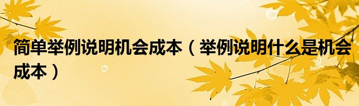 简单举例说明机会成本（举例说明什么是机会成本）
