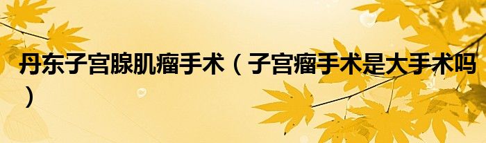 丹东子宫腺肌瘤手术（子宫瘤手术是大手术吗）