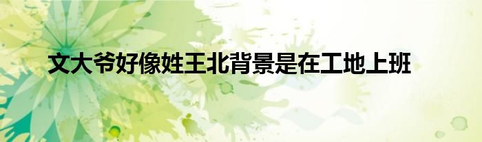 文大爷好像姓王北背景是在工地上班