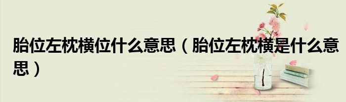 胎位左枕横位什么意思（胎位左枕横是什么意思）