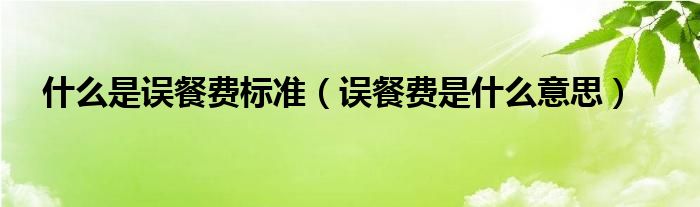 什么是误餐费标准（误餐费是什么意思）