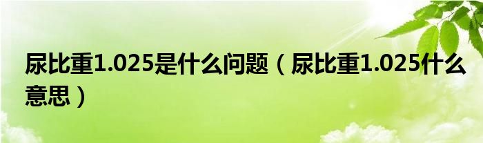 尿比重1.025是什么问题（尿比重1.025什么意思）