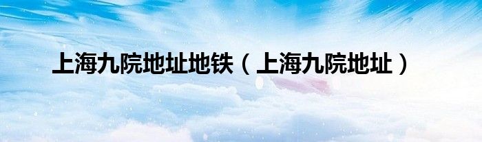 上海九院地址地铁（上海九院地址）