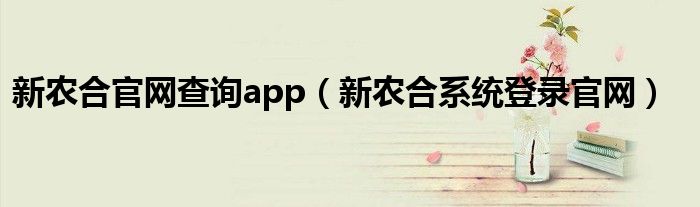 新农合官网查询app（新农合系统登录官网）