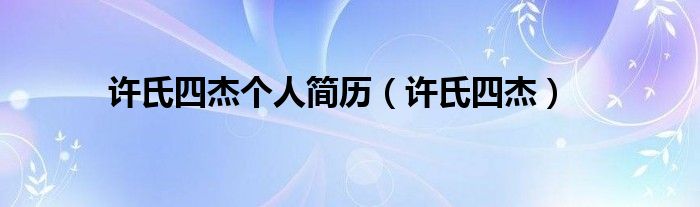 许氏四杰个人简历（许氏四杰）