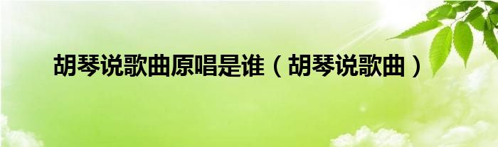 胡琴说歌曲原唱是谁（胡琴说歌曲）