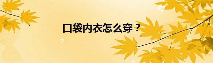 口袋内衣怎么穿？