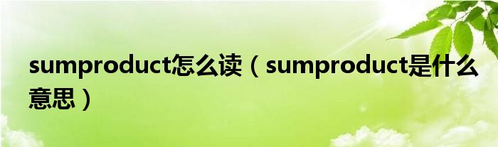 sumproduct怎么读（sumproduct是什么意思）