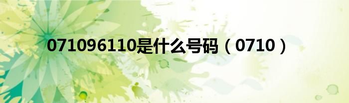 071096110是什么号码（0710）