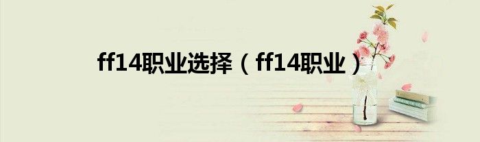 ff14职业选择（ff14职业）