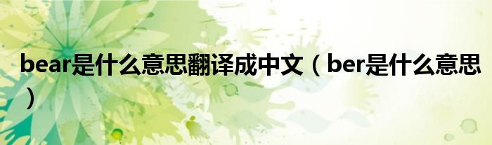 bear是什么意思翻译成中文（ber是什么意思）