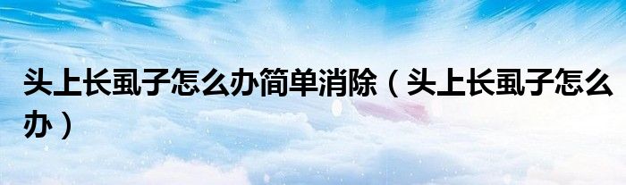 头上长虱子怎么办简单消除（头上长虱子怎么办）