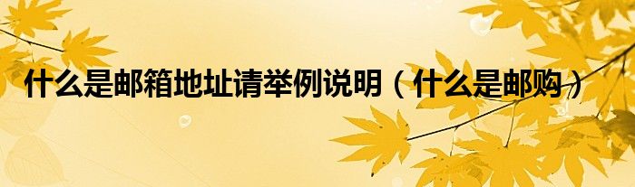 什么是邮箱地址请举例说明（什么是邮购）