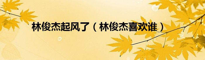 林俊杰起风了（林俊杰喜欢谁）