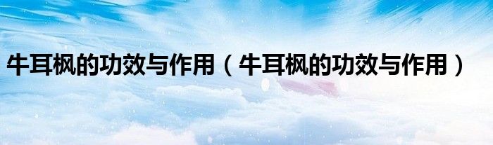 牛耳枫的功效与作用（牛耳枫的功效与作用）