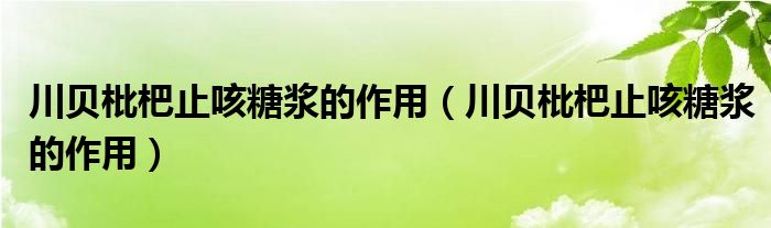 川贝枇杷止咳糖浆的作用（川贝枇杷止咳糖浆的作用）