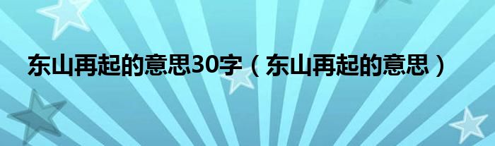 东山再起的意思30字（东山再起的意思）