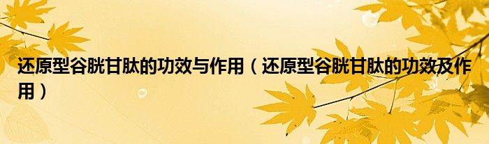 还原型谷胱甘肽的功效与作用（还原型谷胱甘肽的功效及作用）