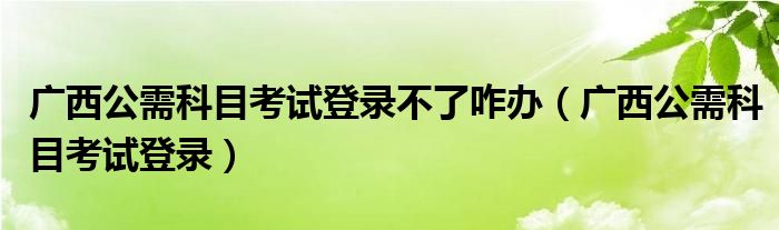 广西公需科目考试登录不了咋办（广西公需科目考试登录）