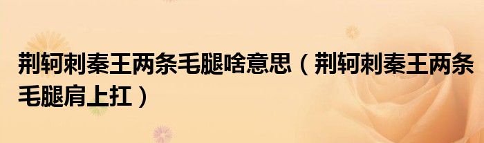 荆轲刺秦王两条毛腿啥意思（荆轲刺秦王两条毛腿肩上扛）