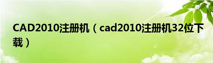 CAD2010注册机（cad2010注册机32位下载）