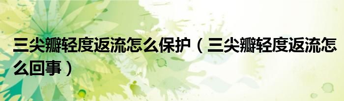 三尖瓣轻度返流怎么保护（三尖瓣轻度返流怎么回事）
