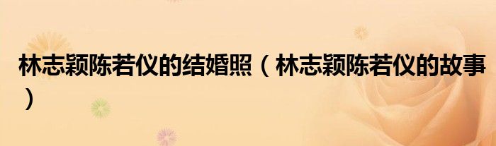 林志颖陈若仪的结婚照（林志颖陈若仪的故事）