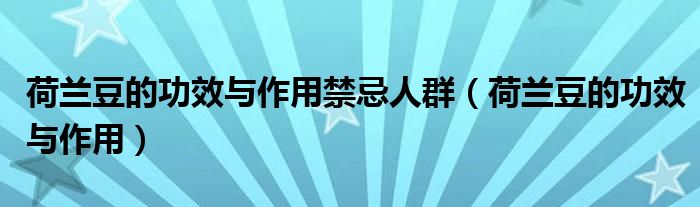 荷兰豆的功效与作用禁忌人群(荷兰豆的功效与作用)