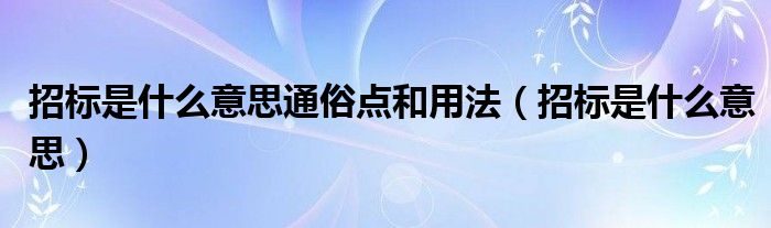 招标是什么意思通俗点和用法（招标是什么意思）