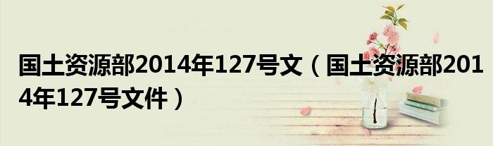 国土资源部2014年127号文（国土资源部2014年127号文件）