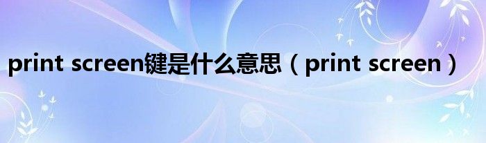 print screen键是什么意思（print screen）