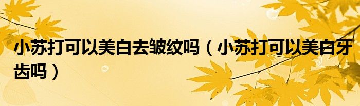 小苏打可以美白去皱纹吗（小苏打可以美白牙齿吗）