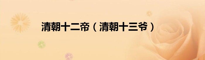 清朝十二帝(清朝十三爷)