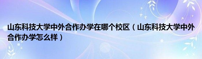 山东科技大学中外合作办学在哪个校区（山东科技大学中外合作办学怎么样）
