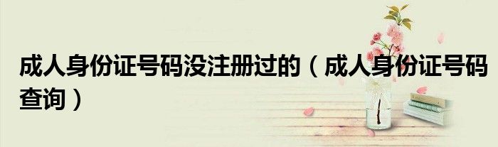 成人身份证号码没注册过的（成人身份证号码查询）